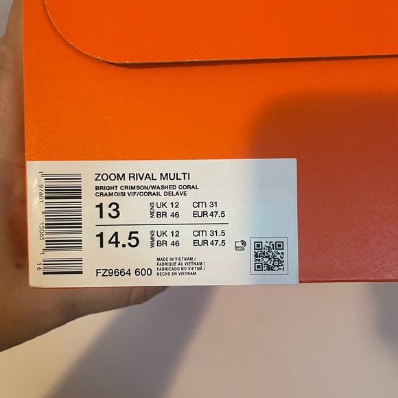 Nike Zoom Rival Spikes Track & Field Neon Orange Size 13 - Picture 8 of 8